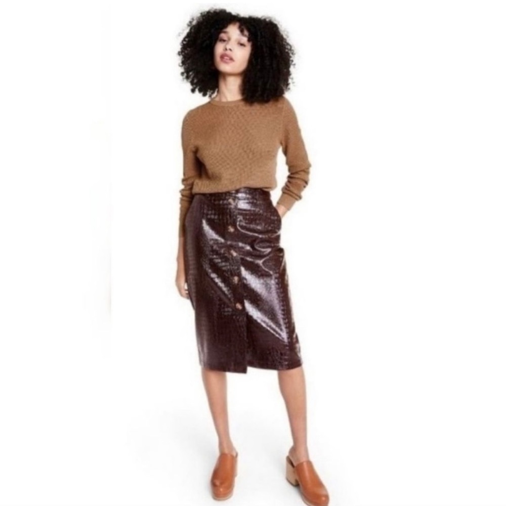 Rachel Comey X Target Faux Crocodile Skin Pencil Skirt In Chicory Coffee - Picture 2 of 7